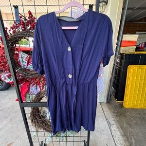 Navy Button-Front Dress